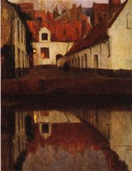 Albert Baertsoen Little Town on the Edge of Water(Flanders) Norge oil painting art